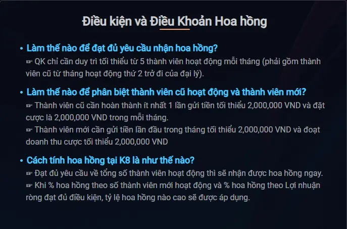 Điều kiện điều khoản nhận hoa hồng
