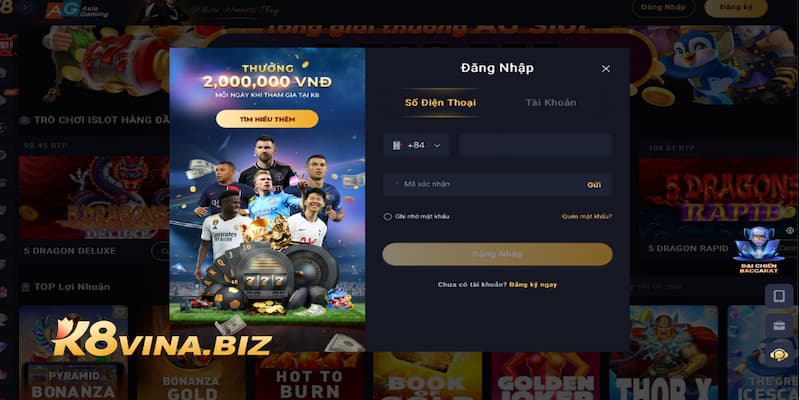 Đăng ký tài khoản tại K8 để trải nghiệm